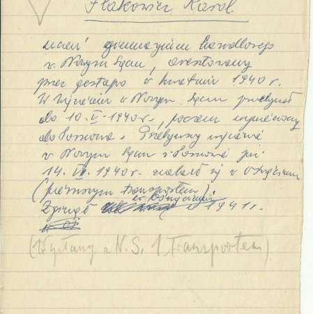 Flakowicz Karol, uczeń gimnazjum w Nowym Sączu, I TRANSPORT do KL Auschwitz Nr. 731