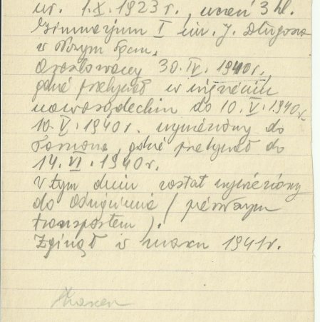 Bazylewicz Eugeniusz lat 16, uczeń gimnazjum w Nowym Sączu, I TRANSPORT do KL Auschwitz